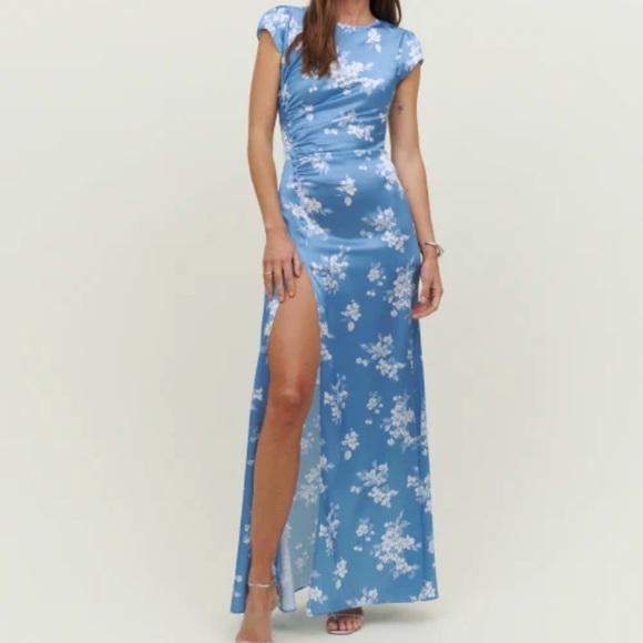 Reformation Dresses & Skirts - COPY - Reformation Birch Silk Dress, Size 10, Blue & white flower detail short …